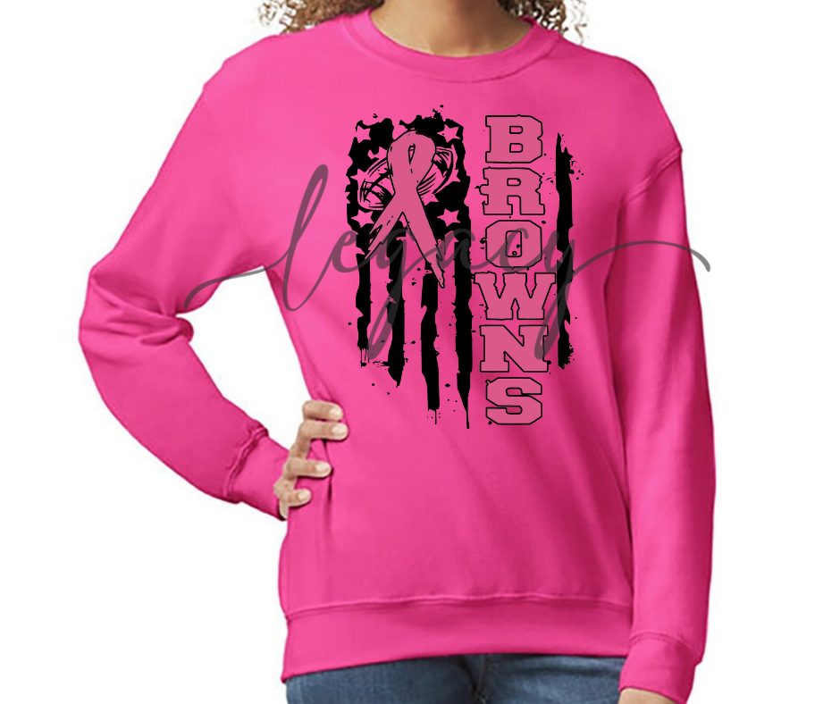 Football Flag PINK Cotton/Poly Blend Top Options Pink Out Football 2025 Ogemaw Browns Falcon Football