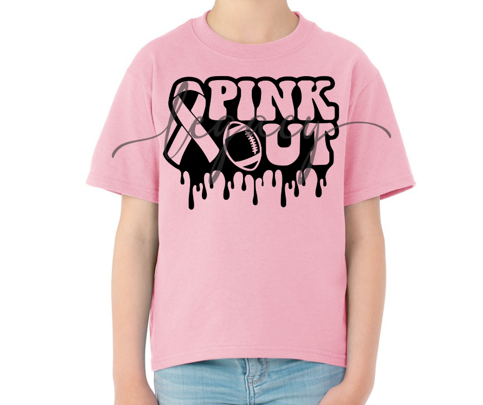 Drip PINK Cotton/Poly Blend Top Options Pink Out Football 2025 Ogemaw Browns Falcon Football