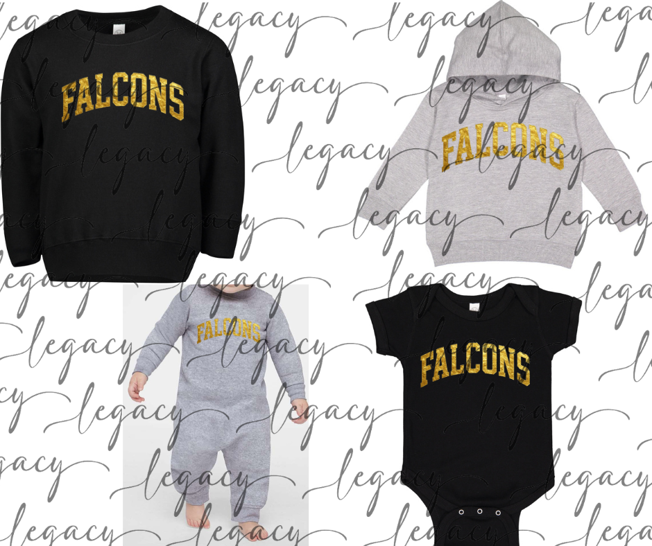 Falcons Gold Foil Toddler & Infant apparel Options