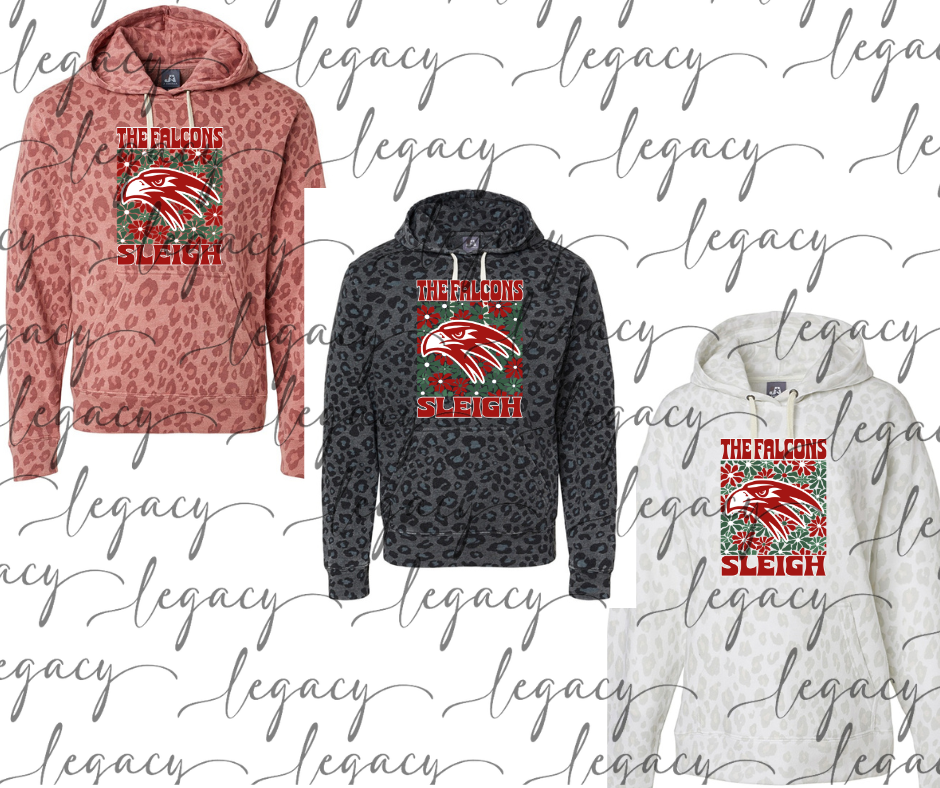 The Falcons Sleigh Leopard Women's Hoodie Options Holiday Magic