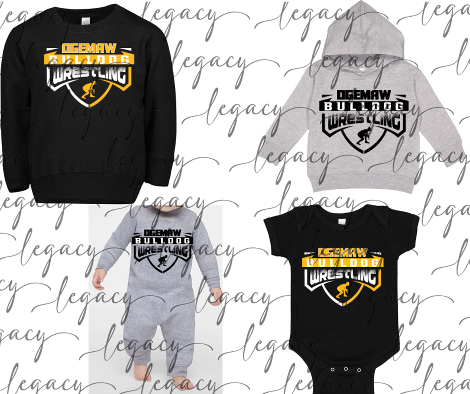 Ogemaw Bulldog Wrestling Wrestler Toddler & Infant apparel Options Bulldogs 2025
