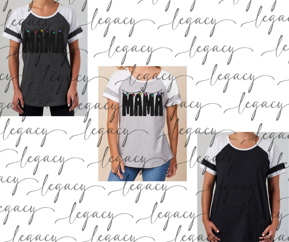 Mama Lights Colorblock Women's Tee Multi Color Options Holiday Magic