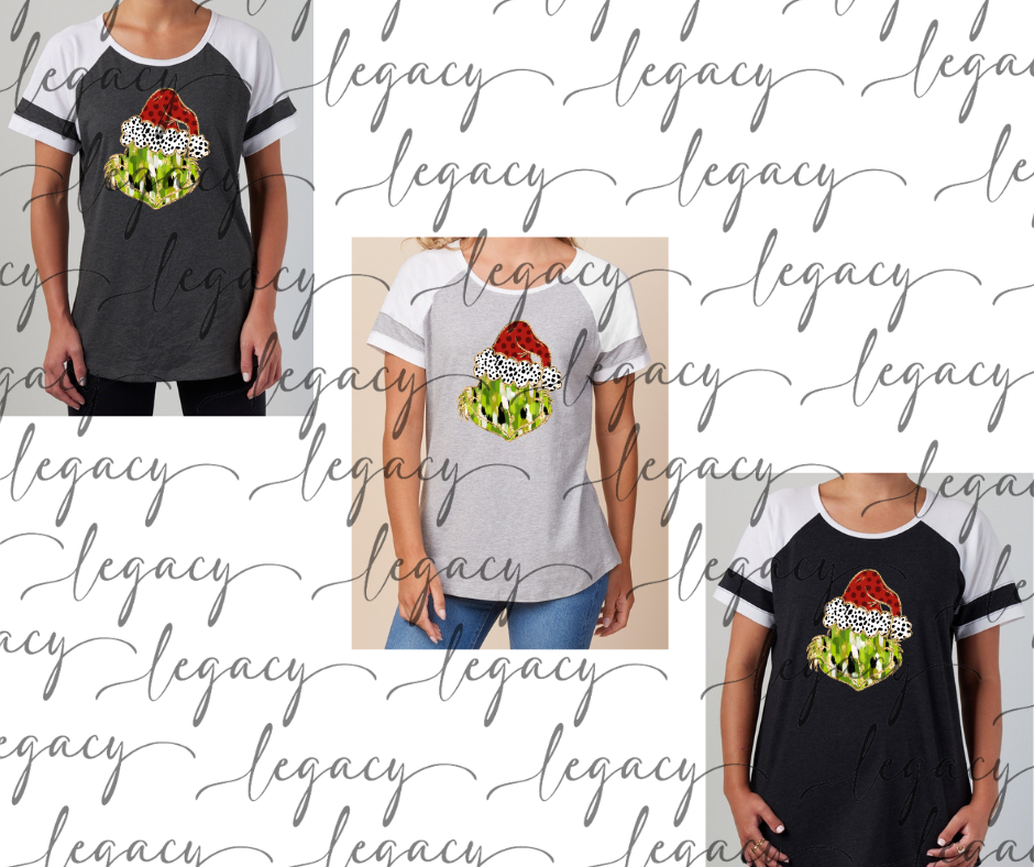 Painted Green Guy Face Colorblock Women's Tee Multi Color Options Holiday Magic