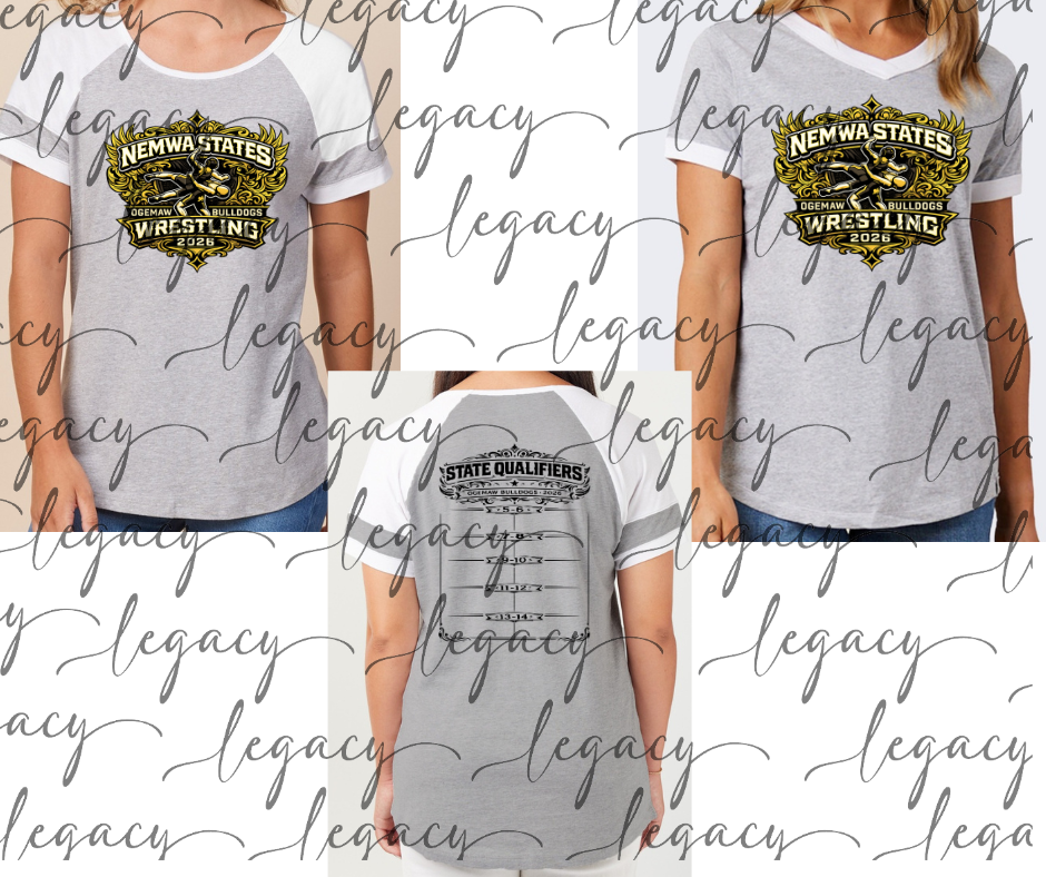 Bulldogs NEMWA States 2026 Grey with white detail Women's Tee Options