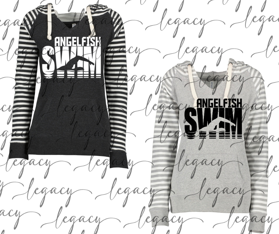 Angelfish Swim 2025 Striped Sleeves Hoodie Top Options