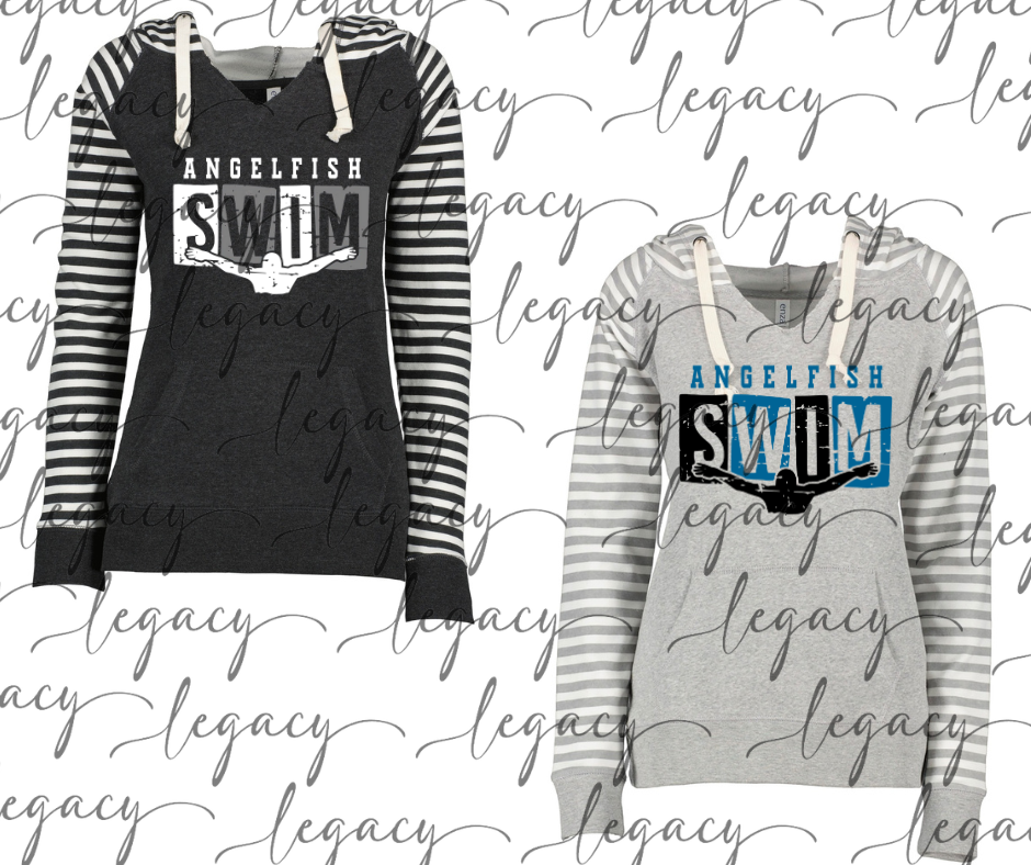 Angelfish Swim 2025 Striped Sleeves Hoodie Top Options Angelfish Swim Swimmer