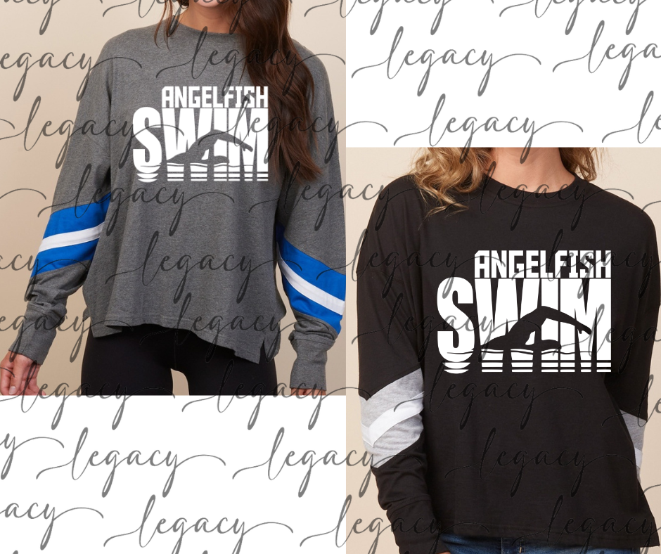 Angelfish Swim 2025 Varsity Sleeve Women's Boxy Top