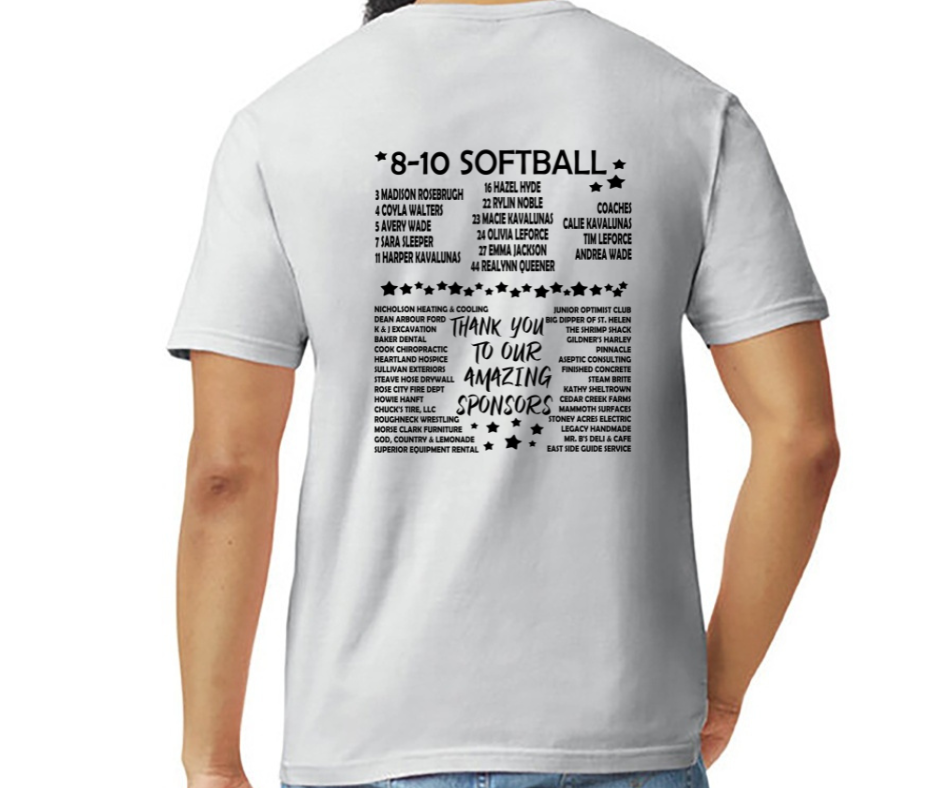 2025 WB All Star States Softball 8-10 Girls Sponsor Shirts