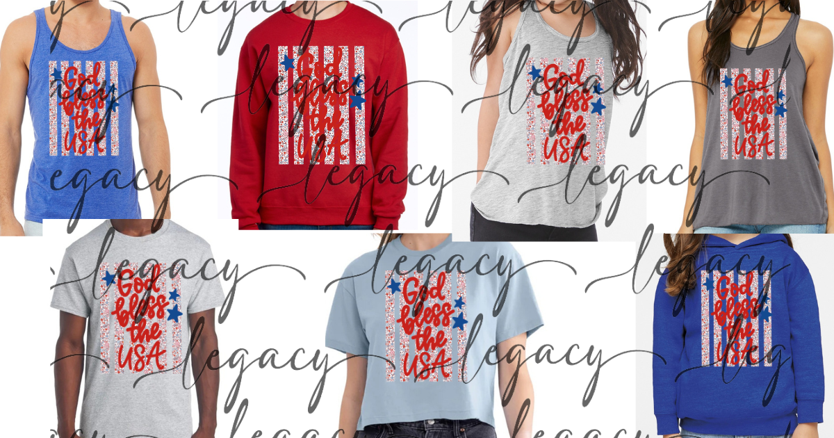 God Bless the USA stripes 4th Red White & Blue American Pride America Freedom
