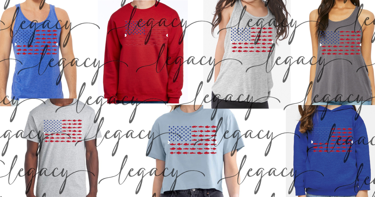 Fish Flag 4th Red White & Blue American Pride America Freedom