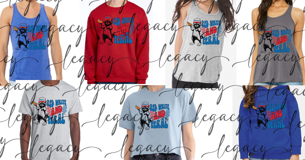 Red White & Feral Racoon 4th Red White & Blue American Pride America Freedom