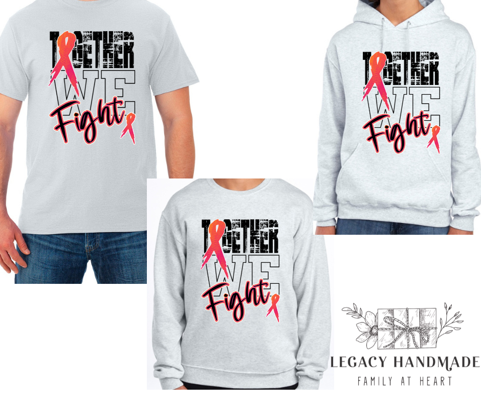 Together We Fight Pink & Orange Ribbon Kanitz Family Grey Cotton/Poly Blend Top Options