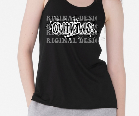 Ogemaw Outlaws 2025 Softball Red Black Gray Tank Top Options Checkered Outlaws Stars