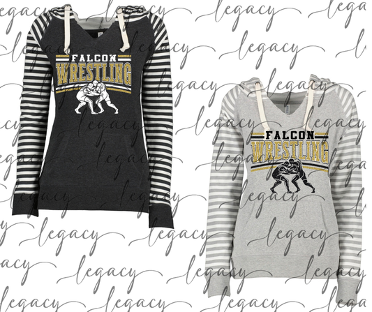 Falcon Wrestling Wrestlers Striped Sleeves Hoodie Top Options Falcon Wrestling 2025