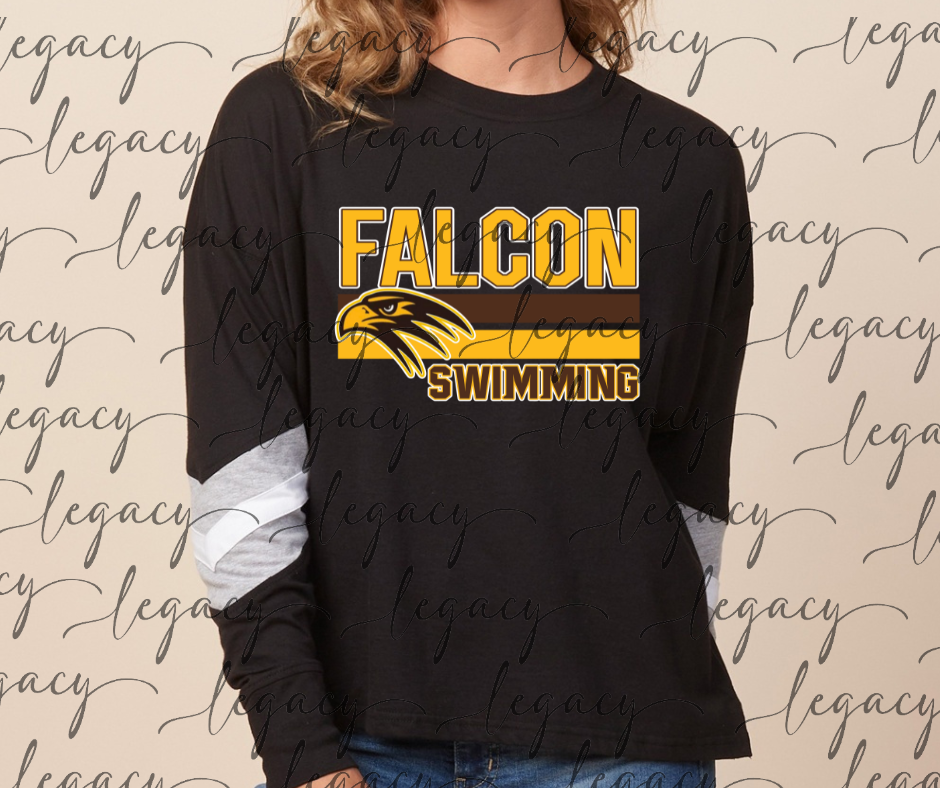 Falcon Swimming Falcon Swim 2025 Varsity Sleeve Women's Boxy Top