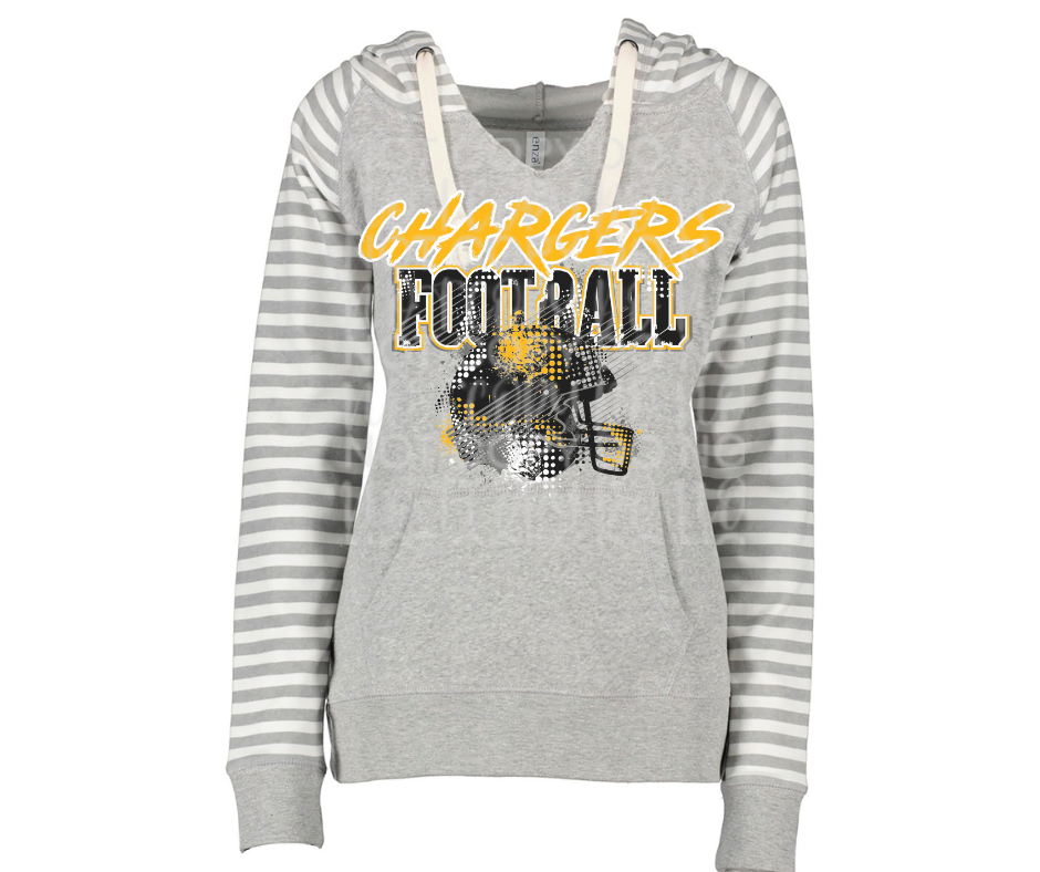 Chargers Grunge Football Striped Sleeves Hoodie Top Options Mio Chargers 2025