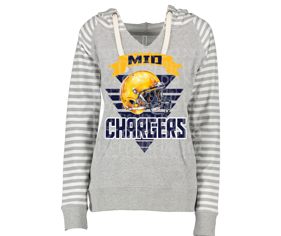 Chargers Banner Striped Sleeves Hoodie Top Options Mio Chargers 2025