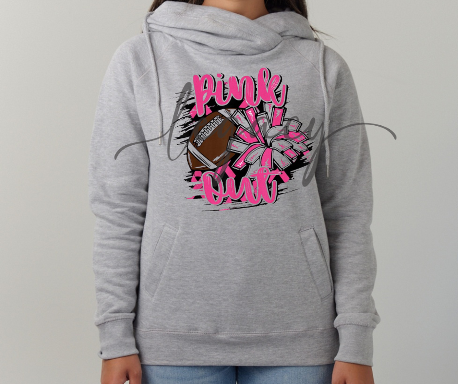 Pink Out Football & Pom Cowl Neck Top Options Falcon Pink Out Football Ogemaw Browns 2025