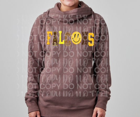Ogemaw Falcons 2025 Falcons Word Smiley Detail Cowl Neck Top Options
