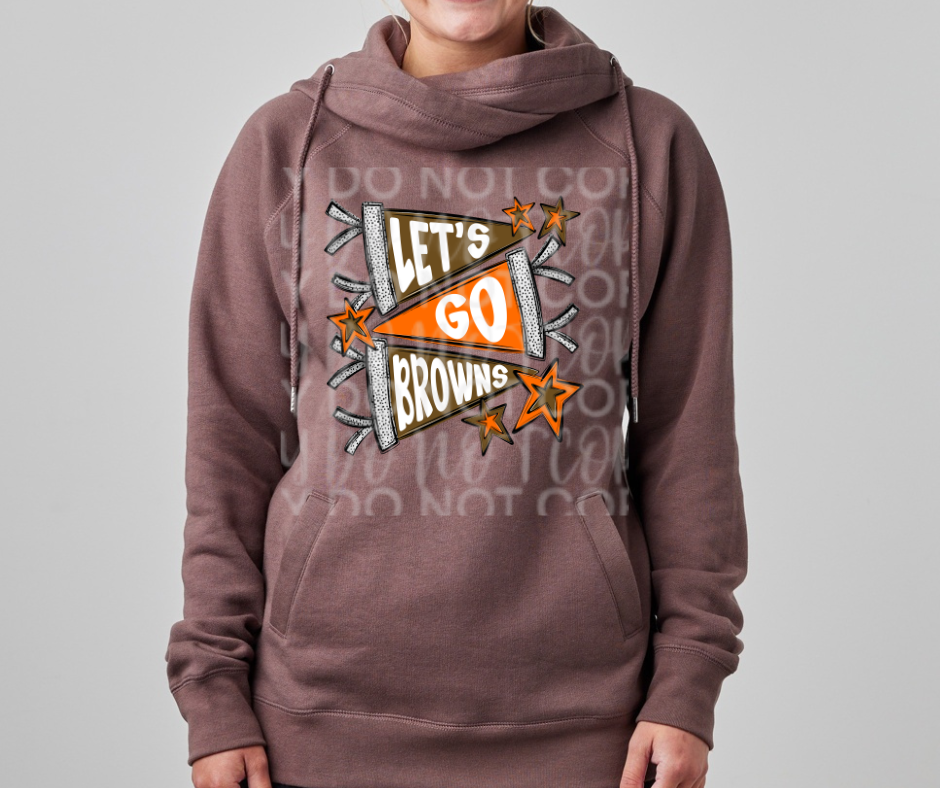 Ogemaw Browns 2025 Lets Go Browns Pennant Flag Cowl Neck Top Options