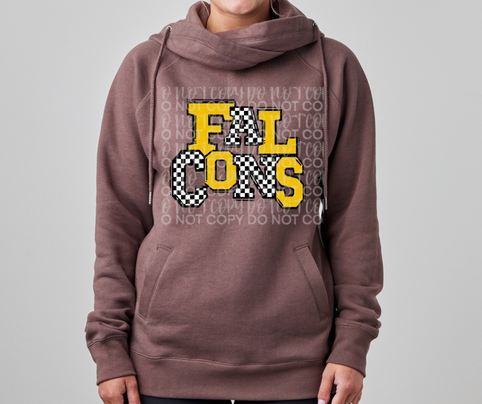 Ogemaw Falcons 2025 Checkered Falcons Cowl Neck Top Options