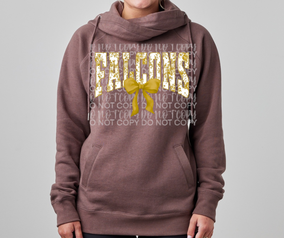Ogemaw Falcons 2025 Falcons Floral Bow Cowl Neck Top Options