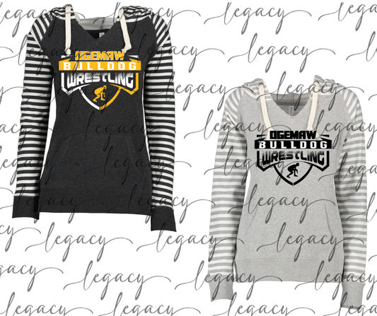 Ogemaw Bulldog Wrestling Wrestler Striped Sleeves Hoodie Top Options Bulldogs 2025