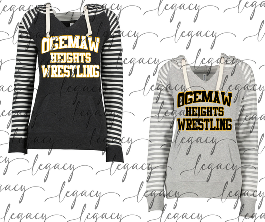 Ogemaw Heights Wrestling Striped Sleeves Hoodie Top Options Falcon Wrestling 2025