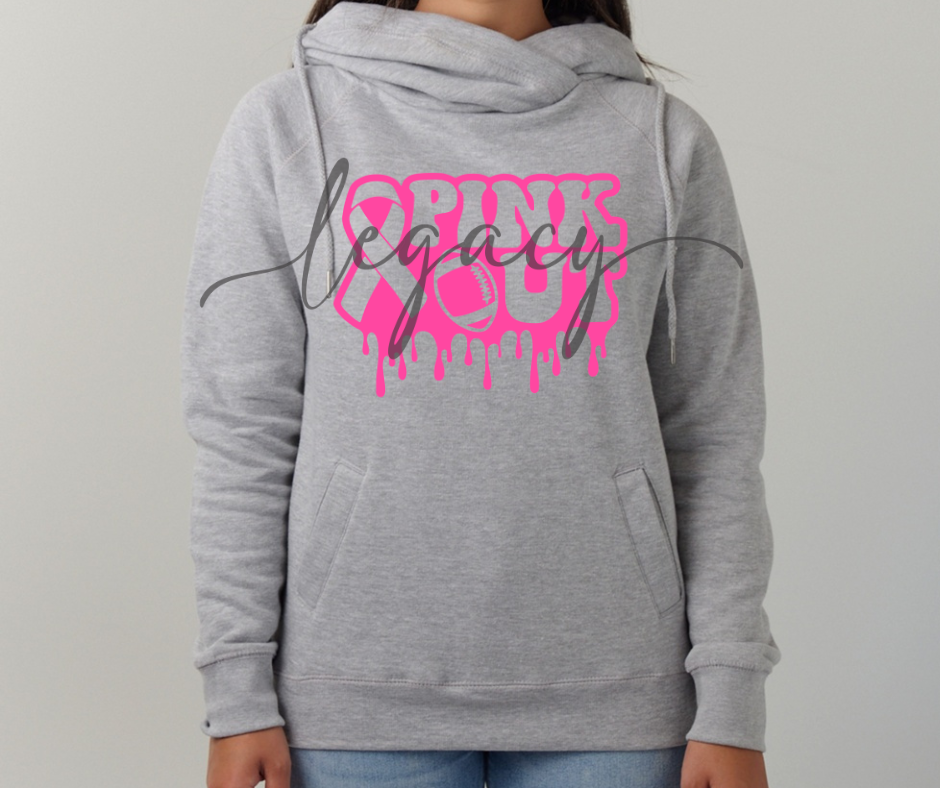 Pink Out Drip Cowl Neck Top Options Falcon Pink Out Football Ogemaw Browns 2025