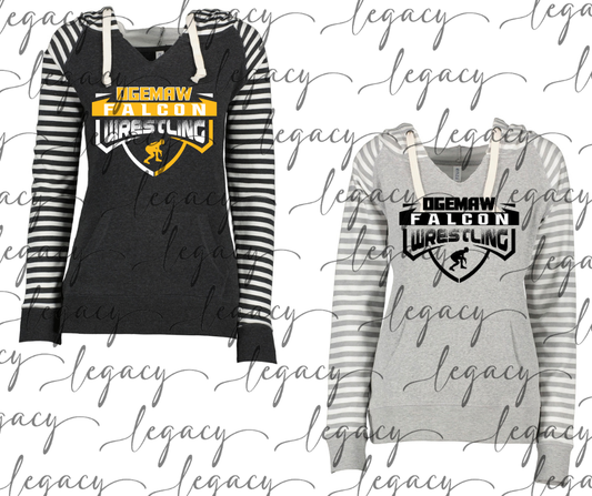 Ogemaw Falcon Wrestling Wrestler Striped Sleeves Hoodie Top Options Falcon Wrestling 2025