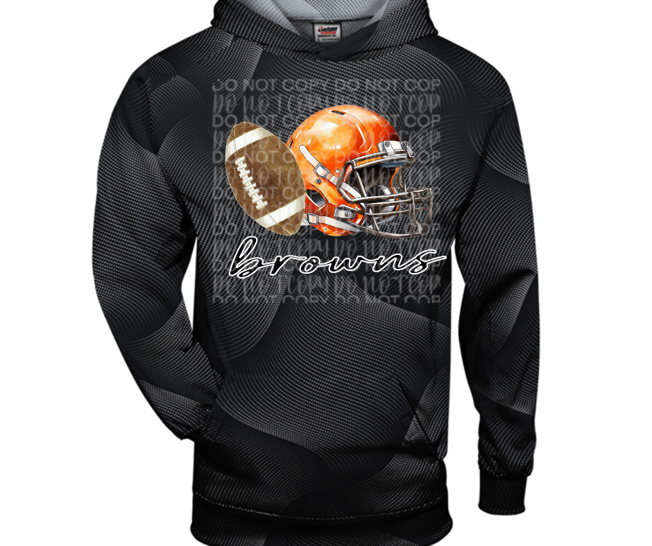 Ogemaw Browns 2025 Football Helmet Cursive Specialty Name Brand Hoodie Options