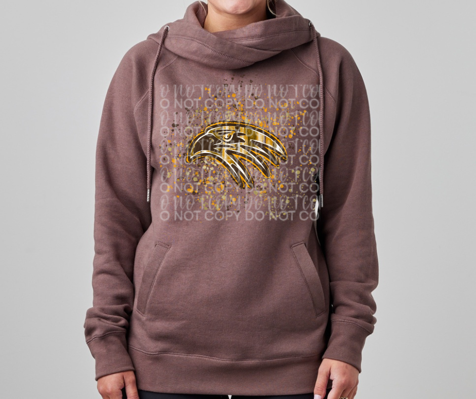 Ogemaw Falcons 2025 Paint Splatter Falcon Cowl Neck Top Options Falcon Sports