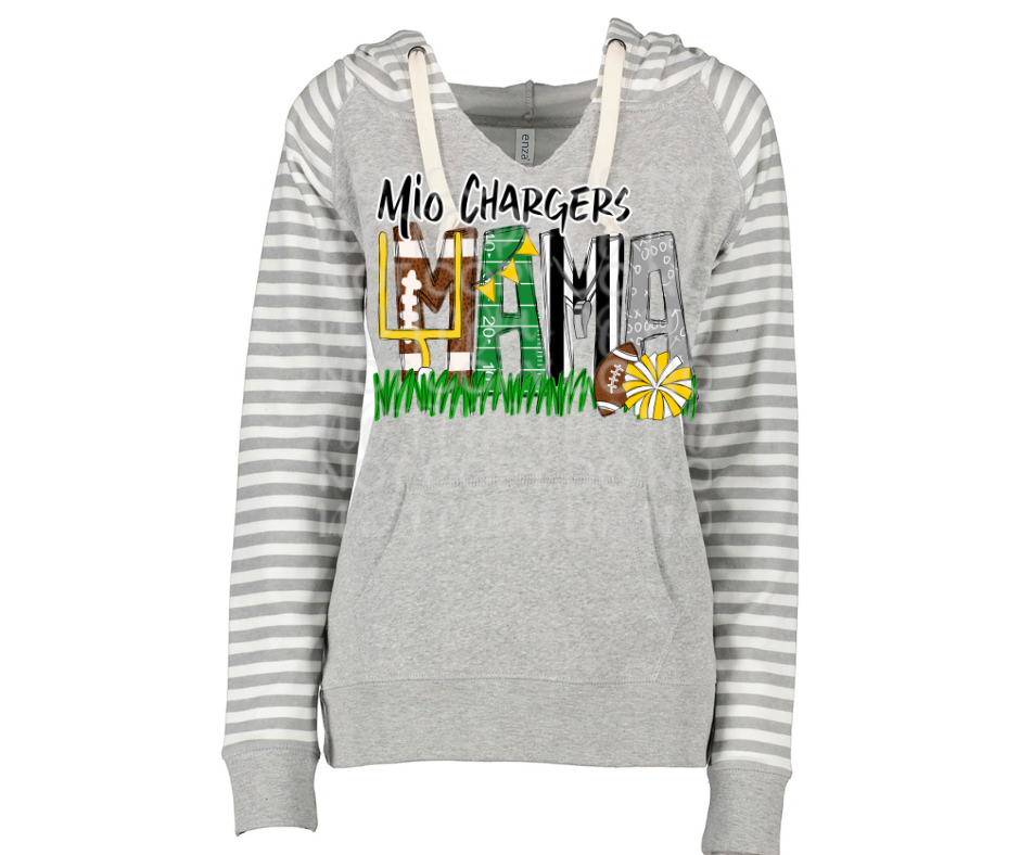Chargers Mama with optional sleeve detail Striped Sleeves Hoodie Top Options Mio Chargers 2025