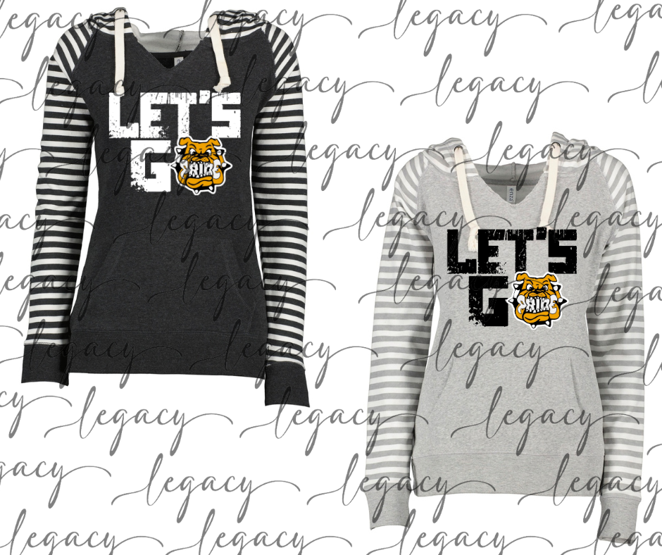 Let's Go Bulldog Pride Striped Sleeves Hoodie Top Options Bulldogs 2025