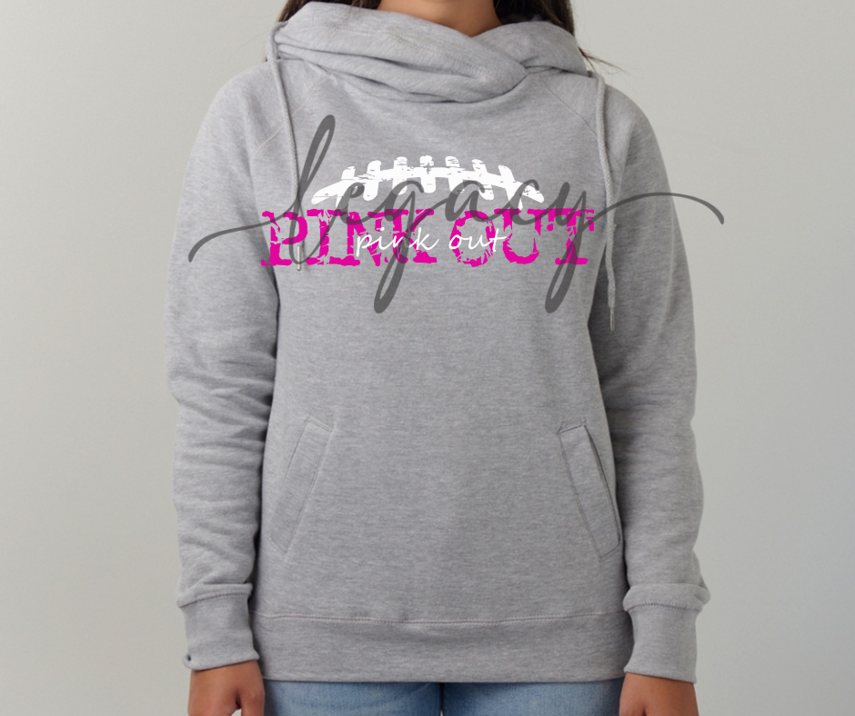 Pink Out Football Cursive Cowl Neck Top Options Falcon Pink Out Football Ogemaw Browns 2025