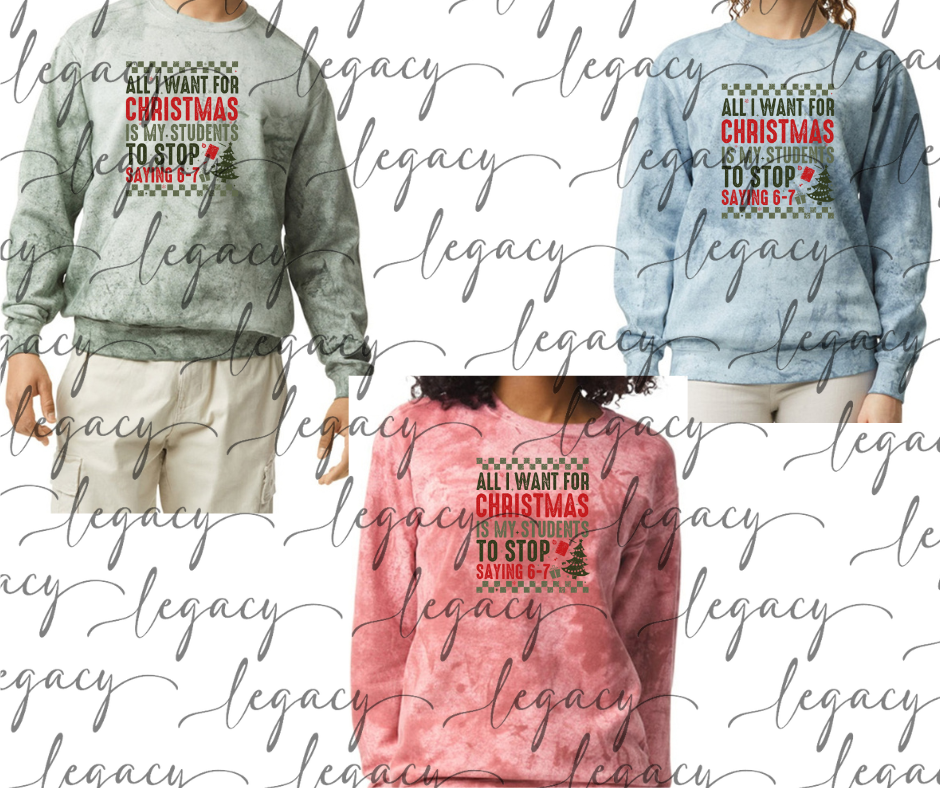 Teacher 6-7 Holiday Magic Comfort Colors Smoke Top Options