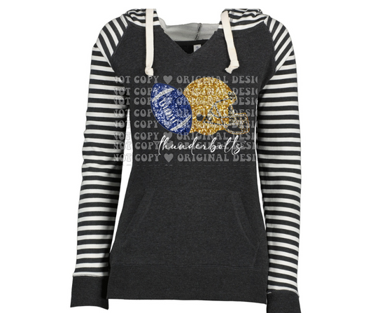 Thunderbolts Faux Glitter Helmet Football Striped Sleeves Hoodie Top Options Mio Thunderbolts 2025