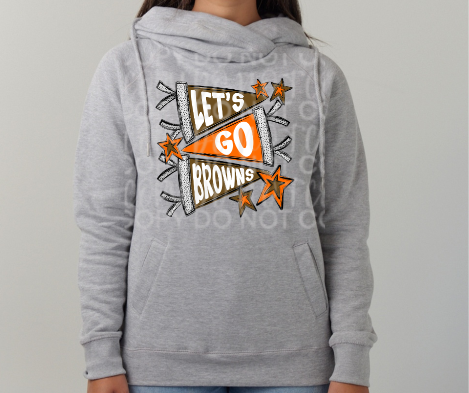 Ogemaw Browns 2025 Lets Go Browns Pennant Flag Cowl Neck Top Options