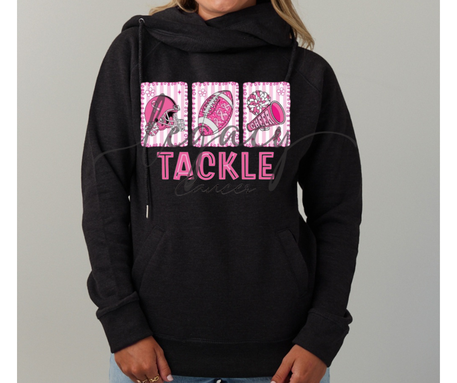 Tackle Cancer Football Cheer Cowl Neck Top Options Falcon Pink Out Football Ogemaw Browns 2025