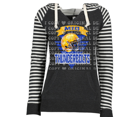 Thunderbolts Banner Striped Sleeves Hoodie Top Options Mio Thunderbolts 2025