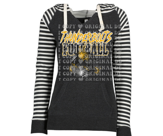 Thunderbolts Grunge Football Striped Sleeves Hoodie Top Options Mio Thunderbolts 2025