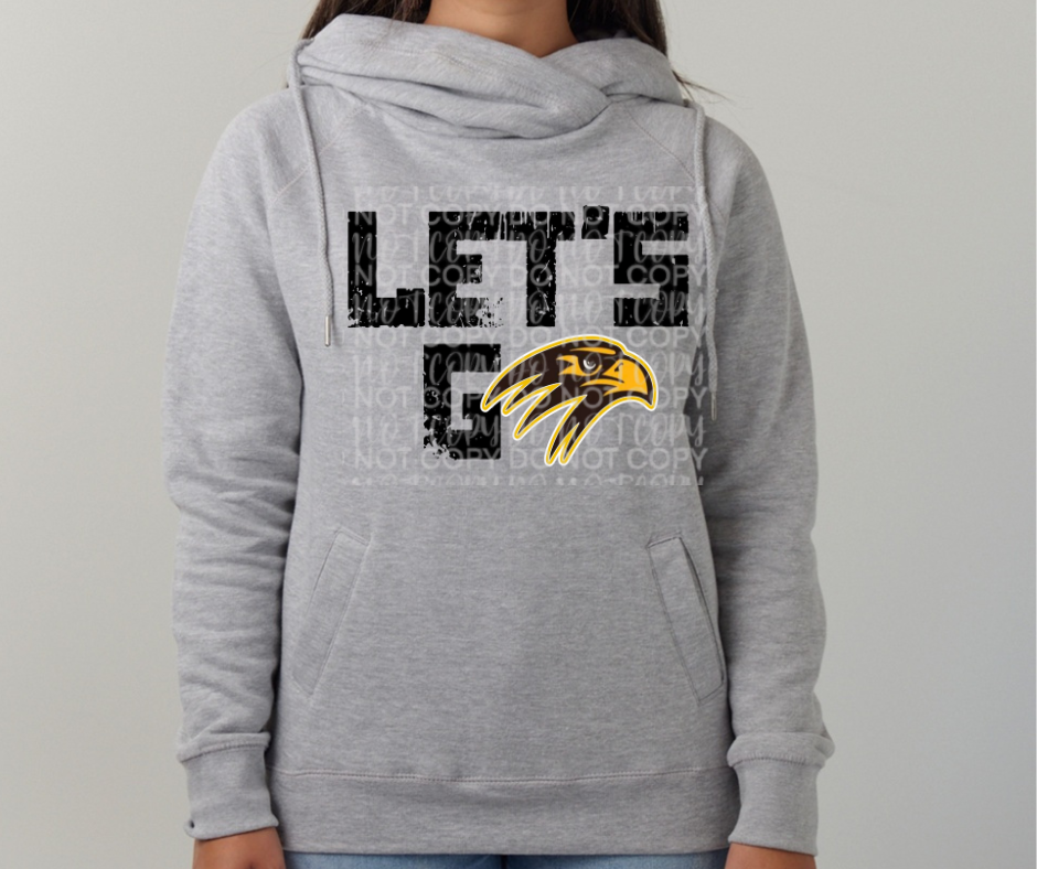 Ogemaw Falcons 2025 Lets Go Falcon logo Cowl Neck Top Options