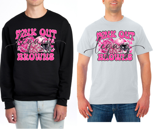 Pink Out Football Pom Helmet Black & Grey Cotton/Poly Blend Top Options Pink Out Football 2025 Ogemaw Browns