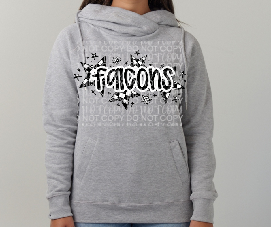 Ogemaw Falcons 2025 Falcons Checkered Stars Cowl Neck Top Options