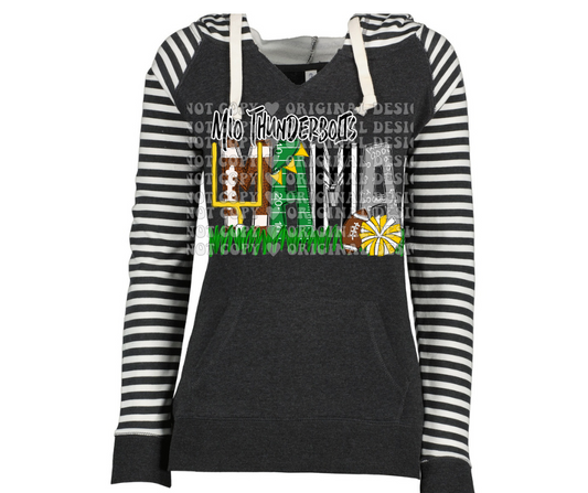Thunderbolts Mama with optional sleeve detail Striped Sleeves Hoodie Top Options Mio Thunderbolts 2025 (Copy)