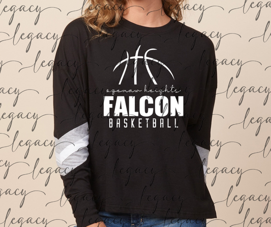 Ogemaw Heights Falcon Basketball Varsity Sleeve Women's Boxy Top Falcon Basketball 2025