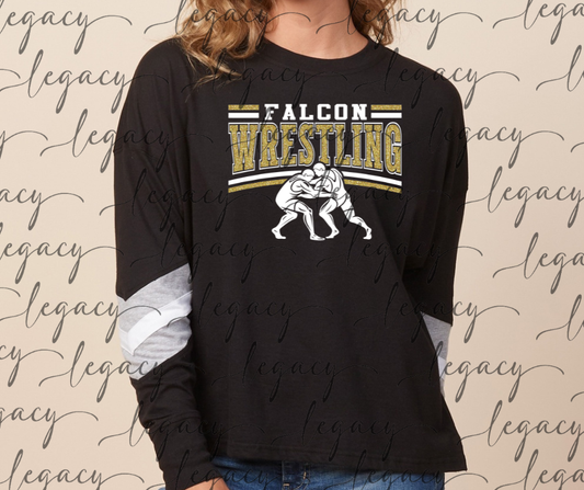 Falcon Wrestling Wrestlers Varsity Sleeve Women's Boxy Top Falcon Wrestling 2025