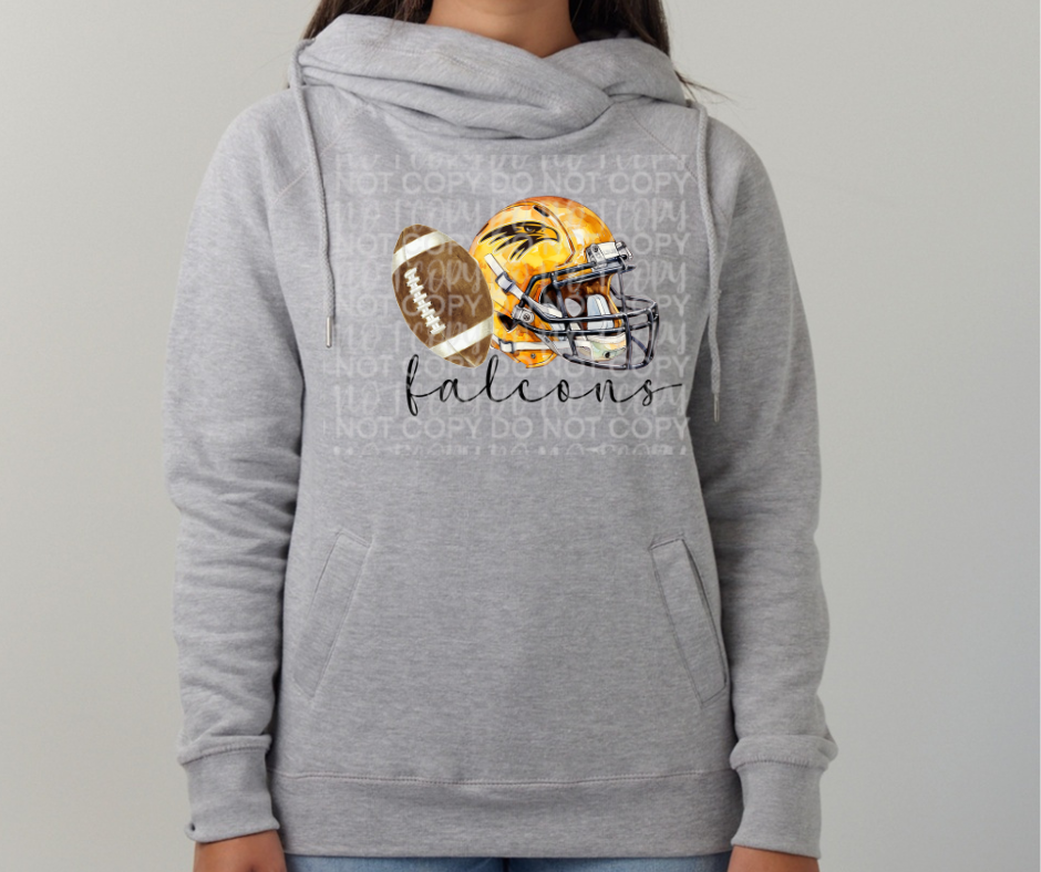Ogemaw Falcon Football Vintage Helmet Football Cowl Neck Top Options Falcon Sports