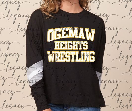 Ogemaw Heights Wrestling Varsity Sleeve Women's Boxy Top Falcon Wrestling 2025