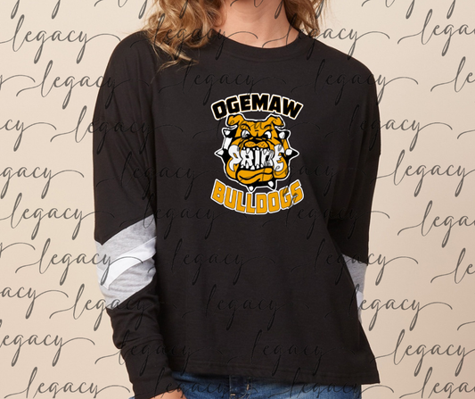 Bulldog Logo Varsity Sleeve Women's Boxy Top Bulldogs 2025